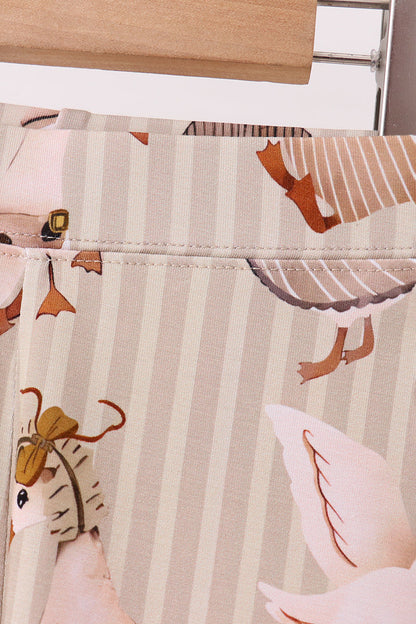 Brown goose print bamboo pajama set