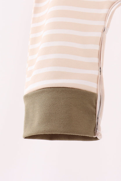 Olive turkey applique stripe romper