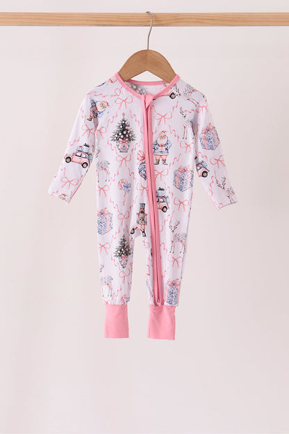 Pink nutcracker bamboo romper