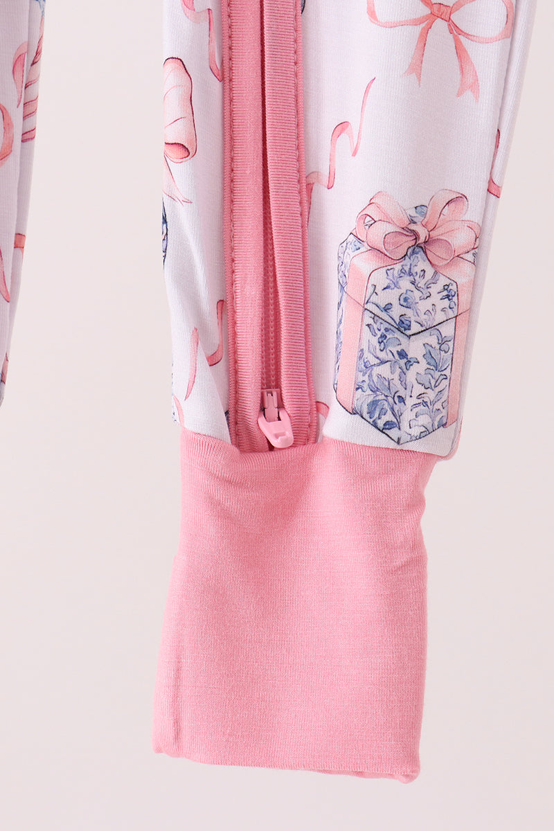 Pink nutcracker bamboo romper