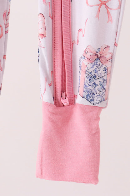 Pink nutcracker bamboo romper