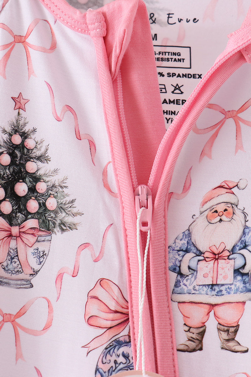 Pink nutcracker bamboo romper