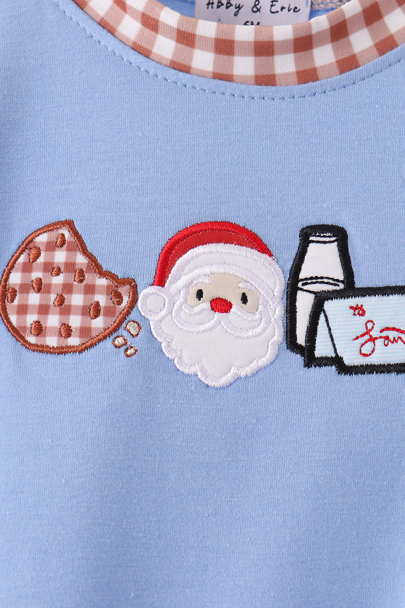Blue Milk Cookies Embroidery Romper