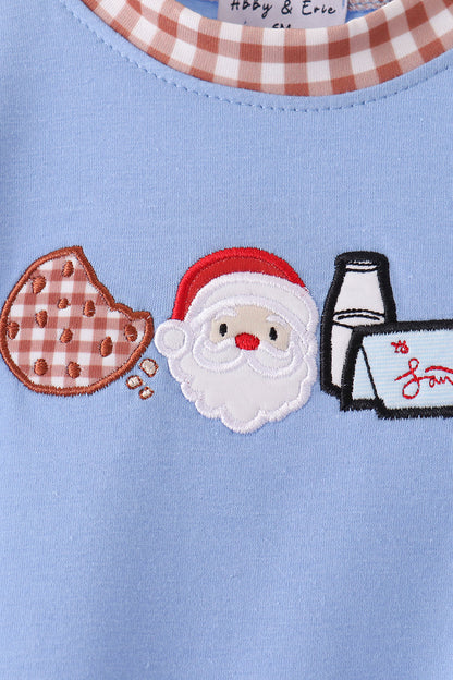 Blue Milk Cookies Embroidery Romper