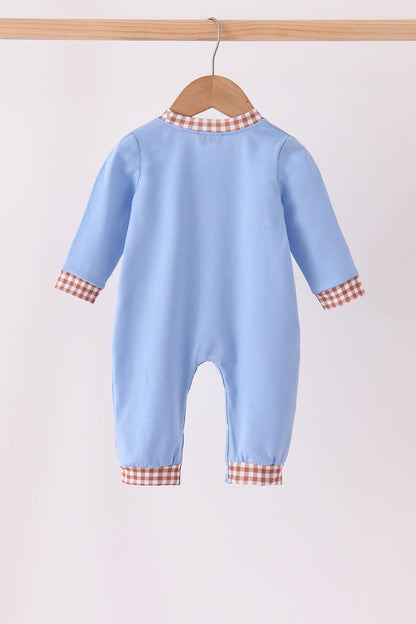 Blue Milk Cookies Embroidery Romper