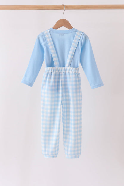 Blue Turkey Embroidery 2pc Jumpsuit Set