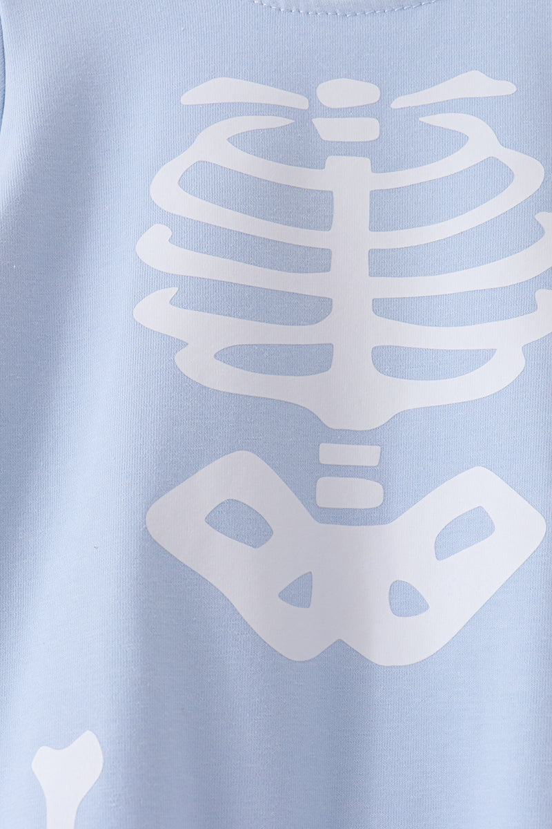 Blue skeleton print romper