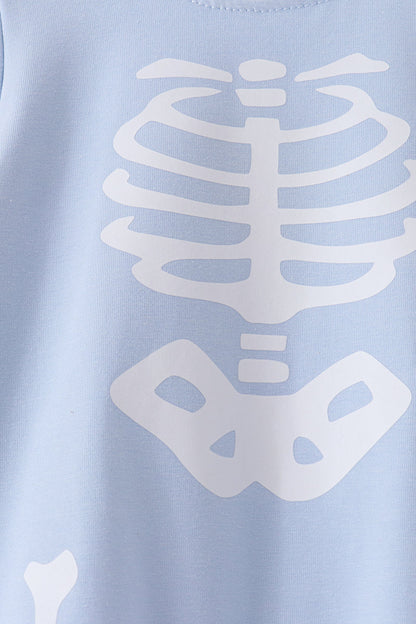 Blue skeleton print romper