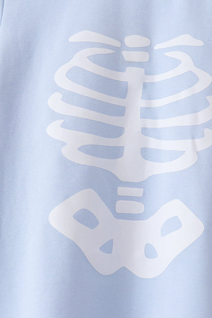 Blue skeleton print pants set