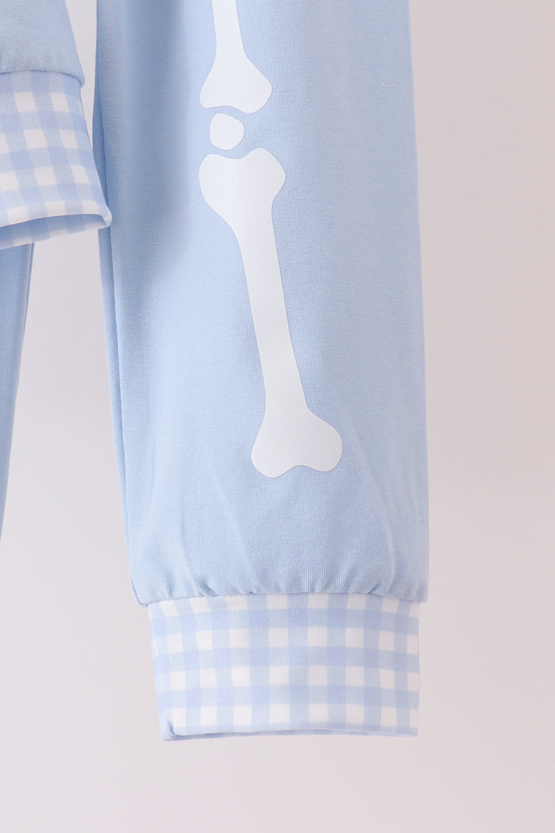 Blue skeleton print pants set