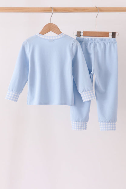 Blue skeleton print pants set