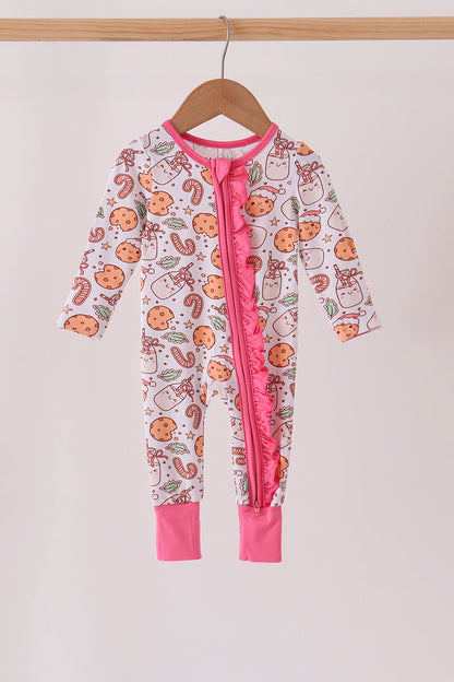 Pink milk cookie bamboo ruffle romper