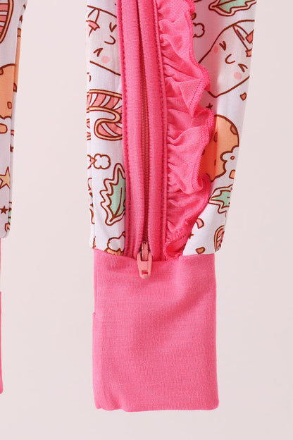 Pink milk cookie bamboo ruffle romper