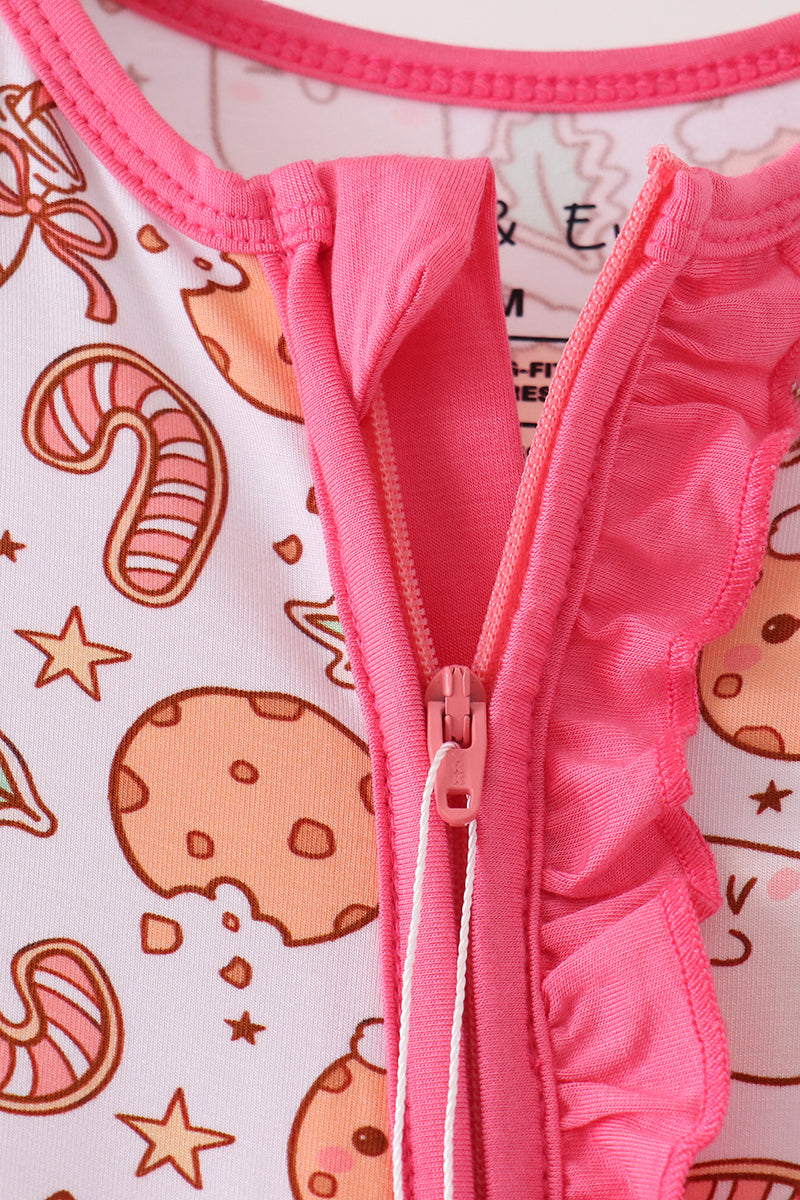 Pink milk cookie bamboo ruffle romper
