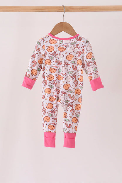 Pink milk cookie bamboo ruffle romper