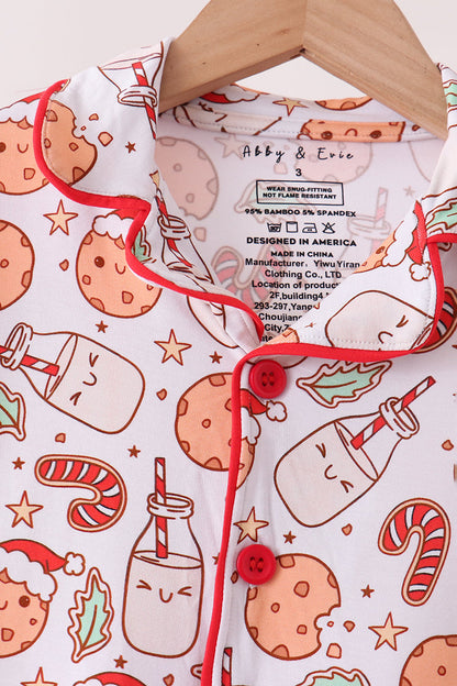 Red milk cookie bamboo pajama set