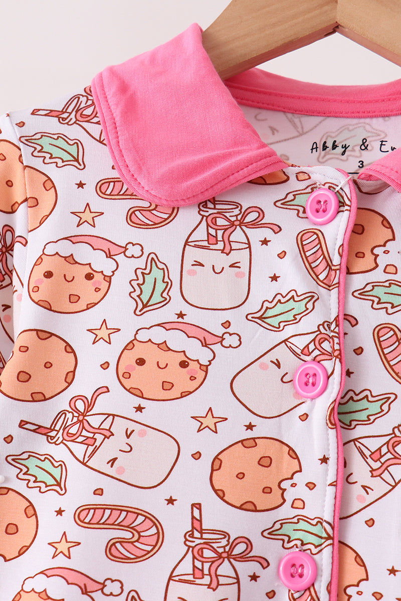 Pink milk cookie bamboo ruffle pajama set