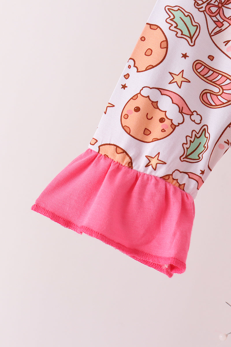 Pink milk cookie bamboo ruffle pajama set