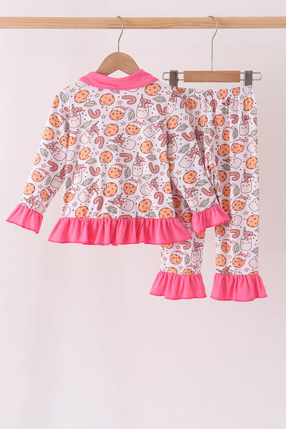 Pink milk cookie bamboo ruffle pajama set