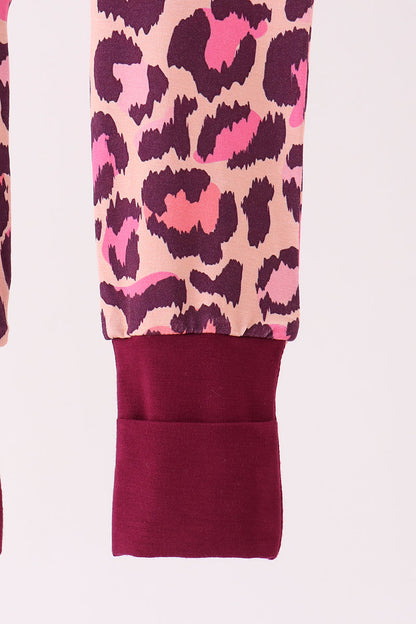 Pink leopard bamboo zipper romper