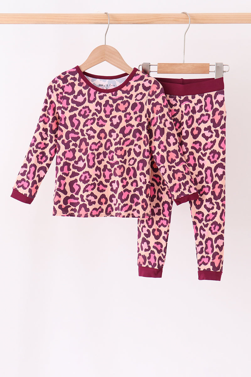 Pink leopard bamboo pajama set