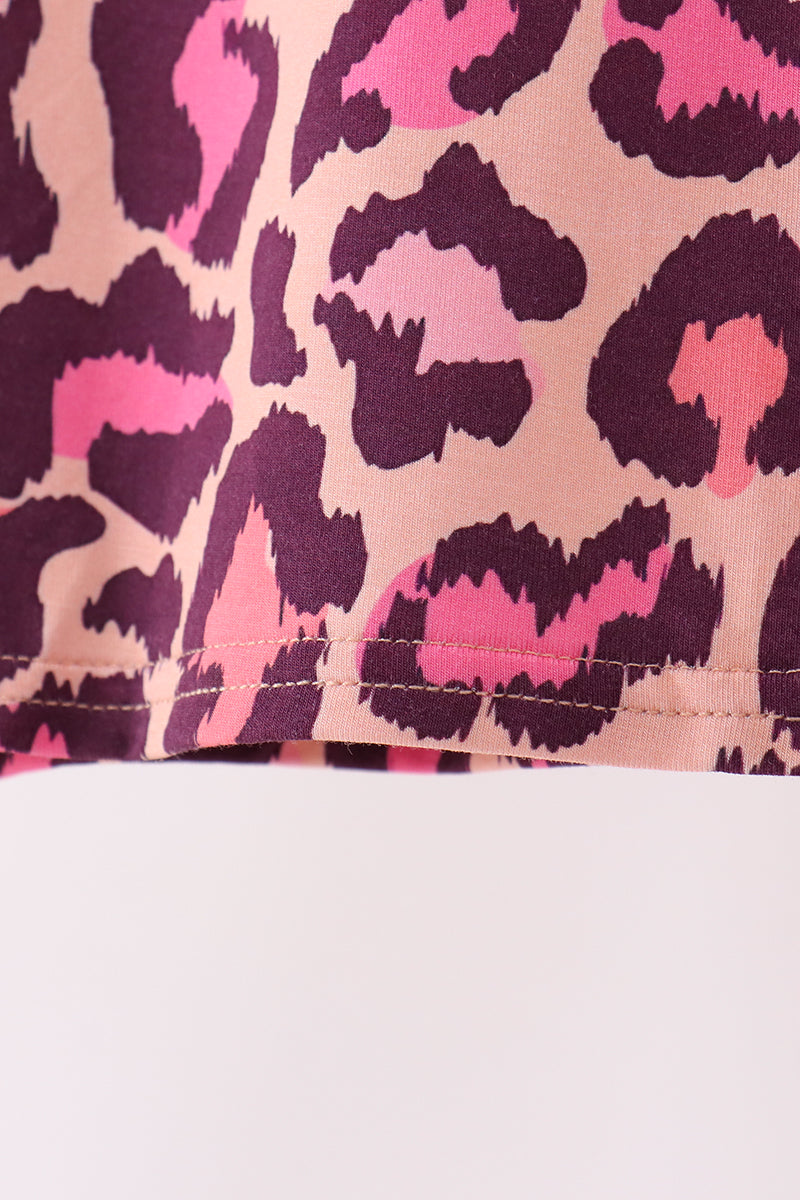 Pink leopard bamboo pajama set