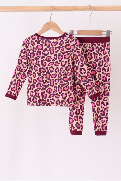 Pink leopard bamboo pajama set