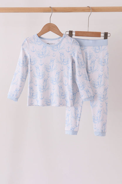 Blue dog bamboo pajama set