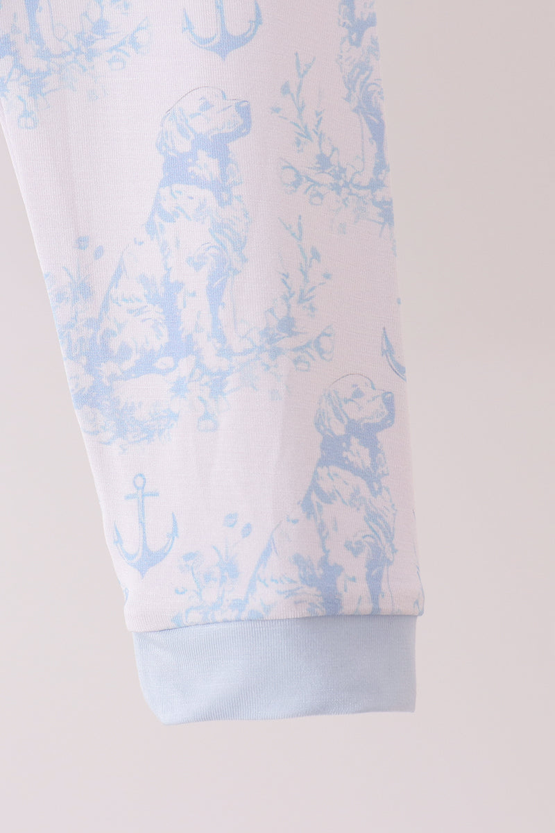 Blue dog bamboo pajama set