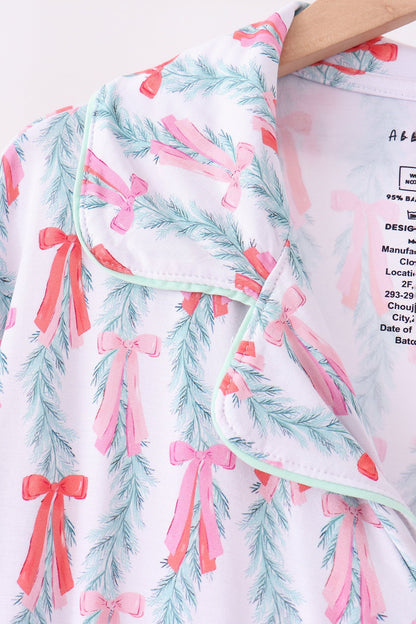 Green bow christmas tree bamboo mom's gown