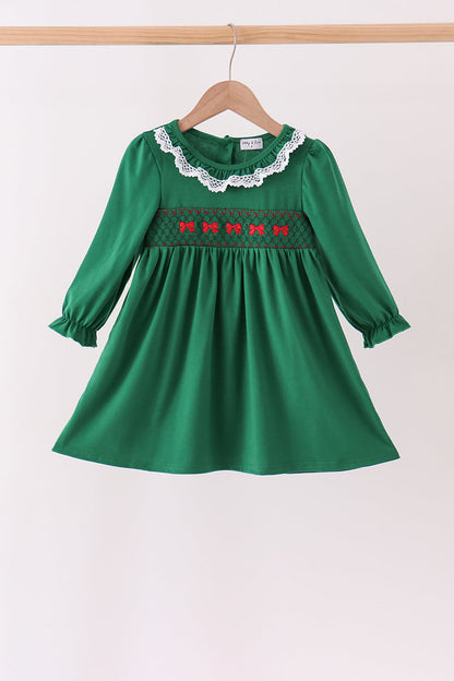 Forest bow smocked ruffle dress