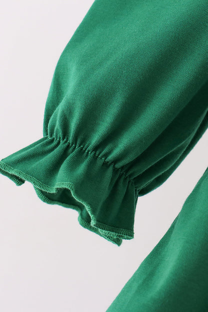 Forest bow smocked ruffle dress