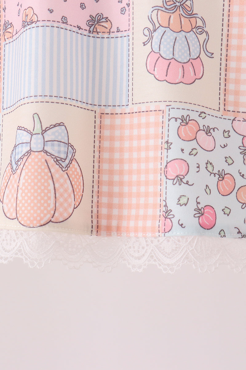 Pink pumpkin ruffle shorts set