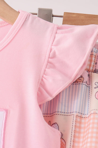Pink pumpkin ruffle skorts set