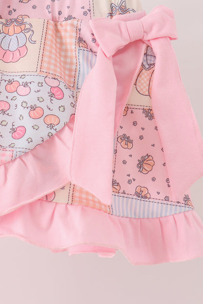 Pink pumpkin ruffle skorts set