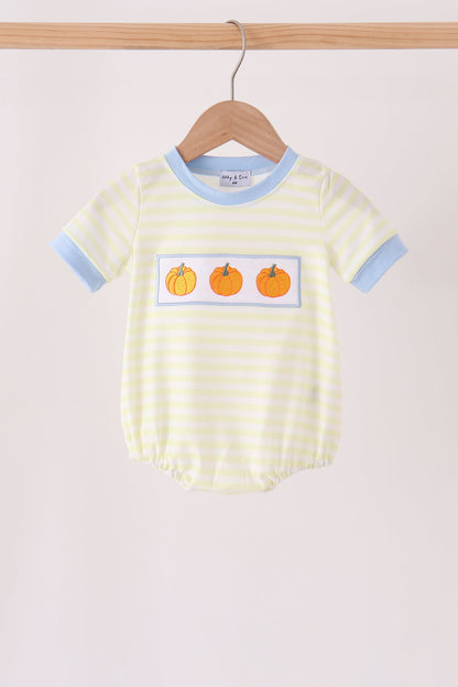Yellow stripe pumpkin embroidery bubble