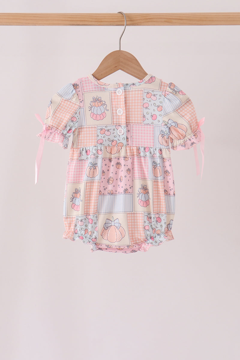 Pink pumpkin embroidery ruffle bubble