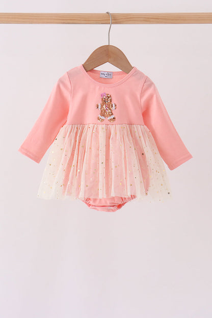 Pink gingerbread sequin tulle bubble