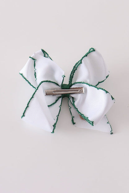 Forest reindeer embroidery crochet edge hair bow