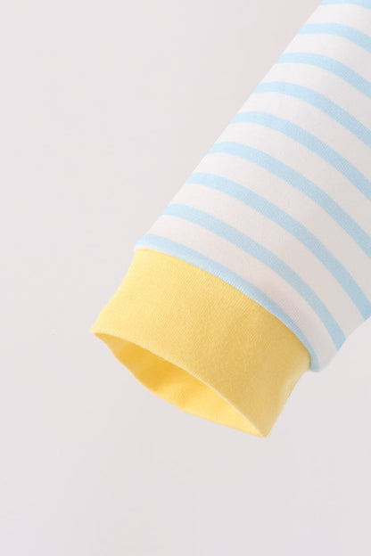 Blue Excavator Applique Stripe Romper