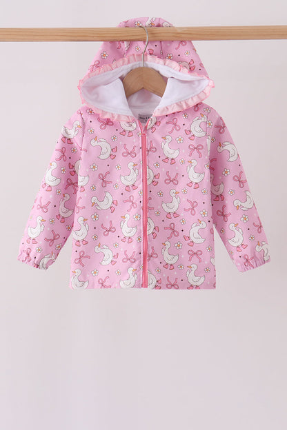 Pink Goose Bow ruffle Raincoat
