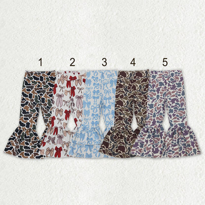 Sibling Baby Girls Bows Southern Camo Yoga Active Ruffle Bell Bottom Pants