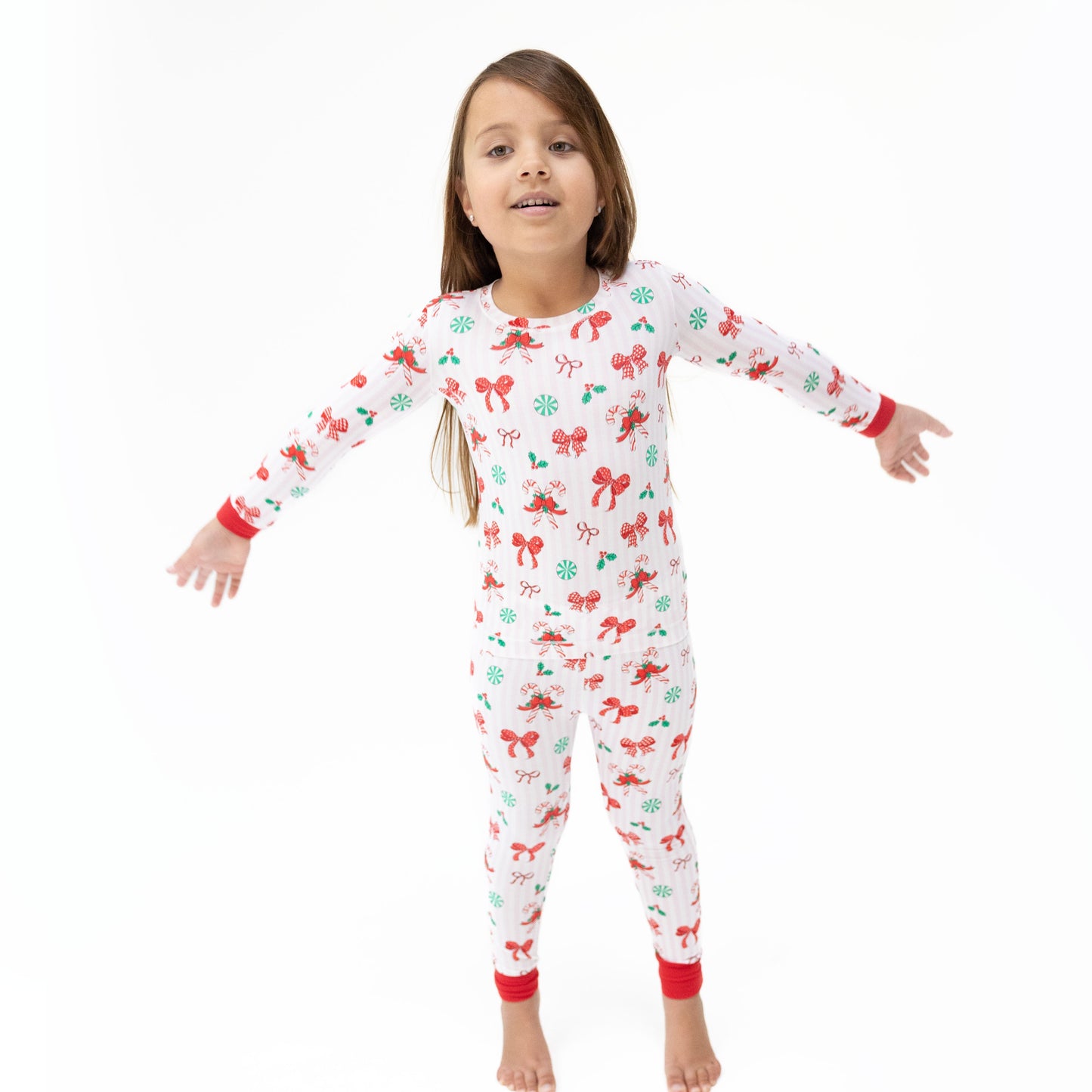 Bows & Candy Canes - Long Sleeve Loungewear Set