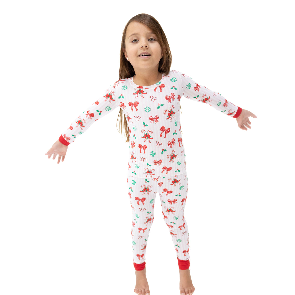 Bows & Candy Canes - Long Sleeve Loungewear Set