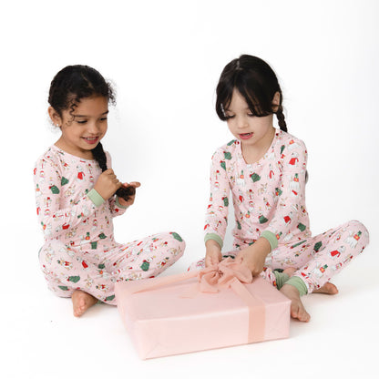 Christmas Dogs Pink - Long Sleeve Loungewear Set