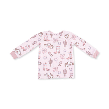 Cowgirl Boots and Bows - Long Sleeve Loungewear Set