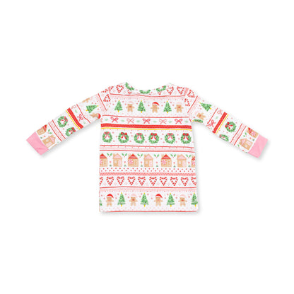 Gingerbread Fair Isle Pink - Long Sleeve Loungewear Set