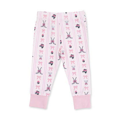 Megan's Bowtiful Hockey Stripe - Long Sleeve Loungewear Set