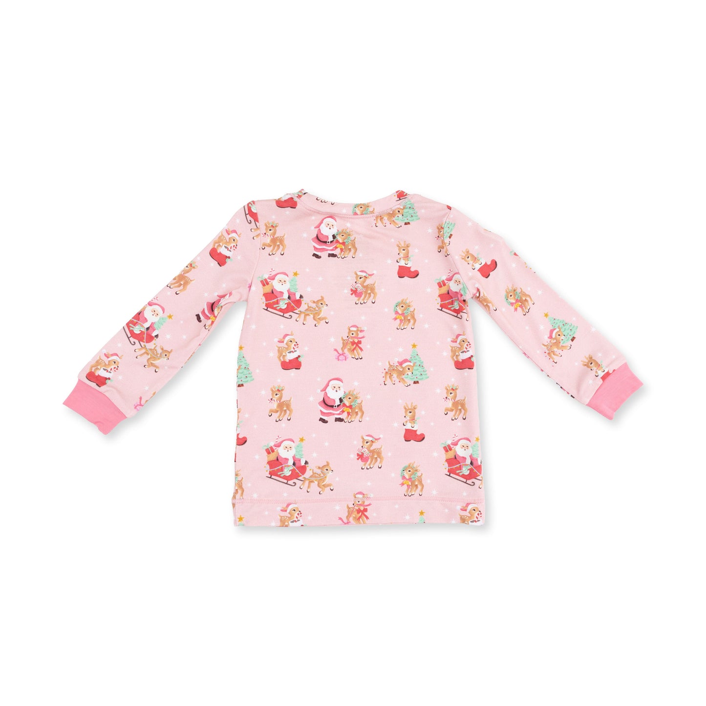 Vintage Reindeer & Santa Pink - Long Sleeve Loungewear Set