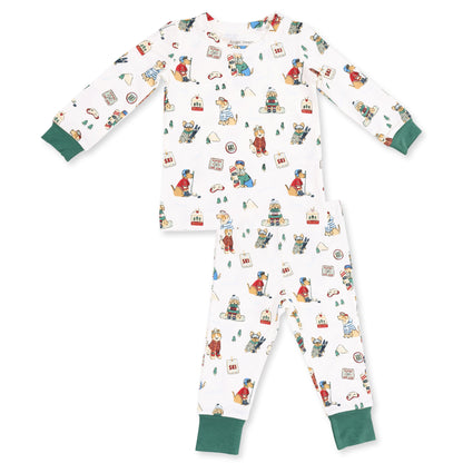 Winter Sports Dogs Green - Long Sleeve Loungewear Set